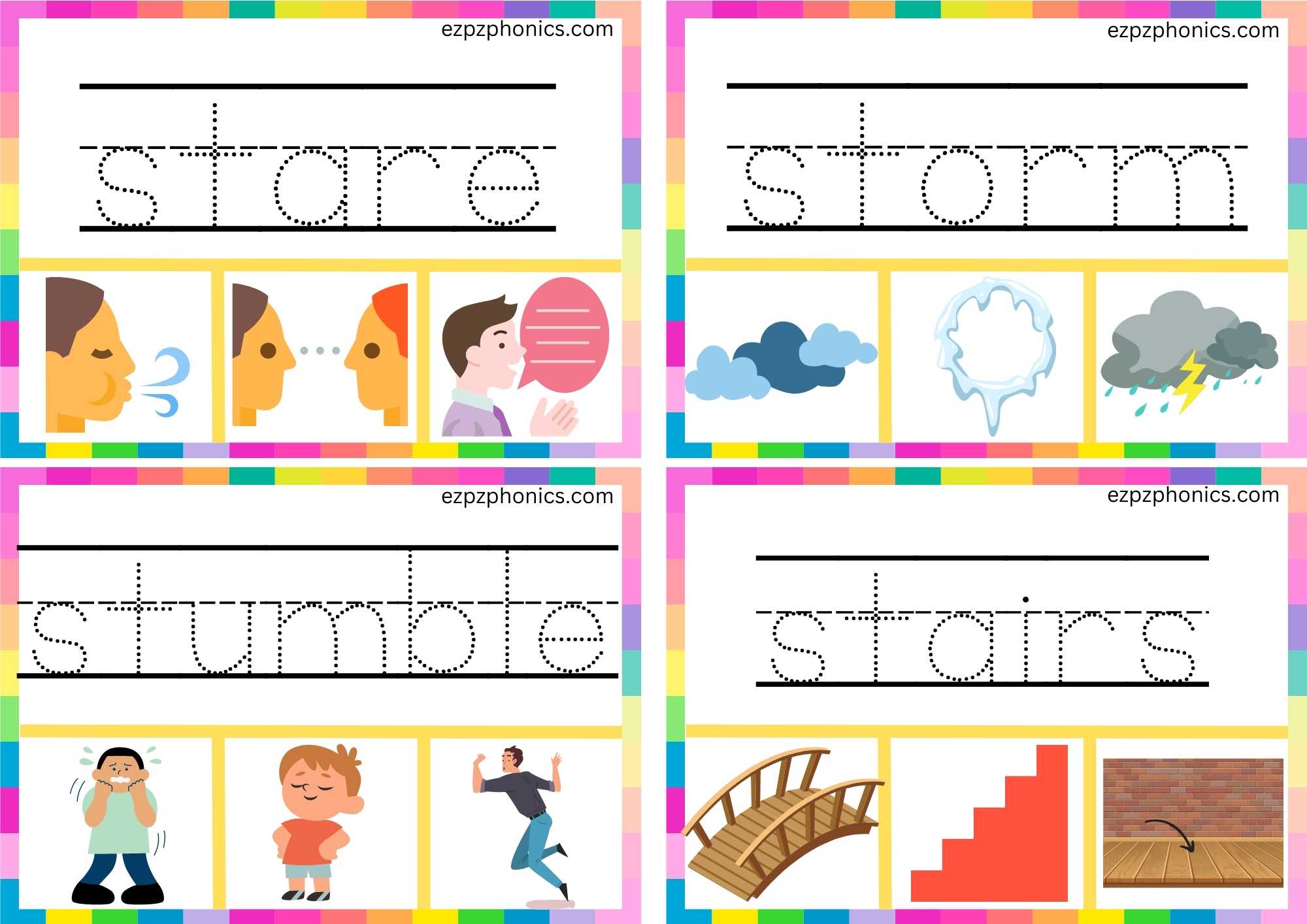 ST Beginning Blends Clip Cards Trace The Words And Clip The Correct Images Set 2